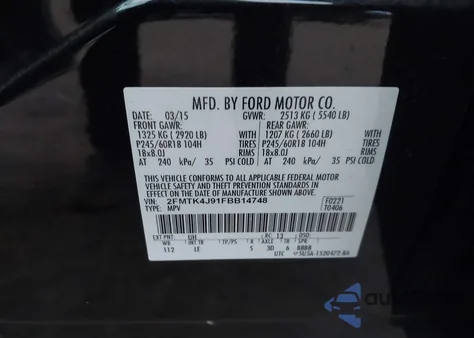 2015 Ford Edge Sel from USA, damaged, VIN 2FMTK4J91FBB14748
